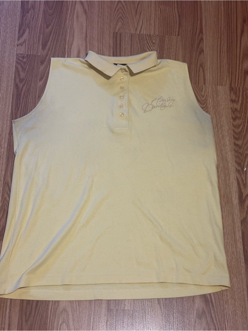 Harley-Davidson Pale Yellow Sleeveless Polo Tank